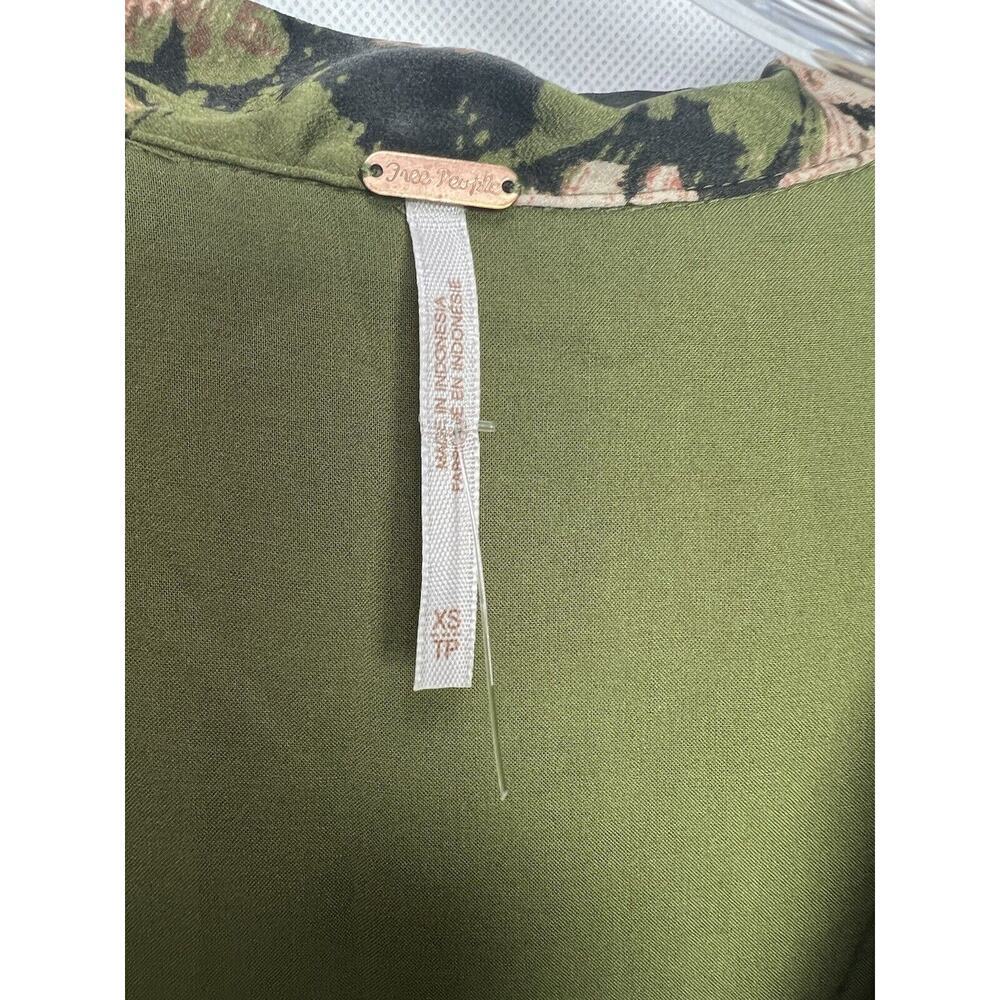 Free People Say You Love Me Mini Shirt Dress Long Sleeve Green Women's XS Boho - Picture 6 of 9
